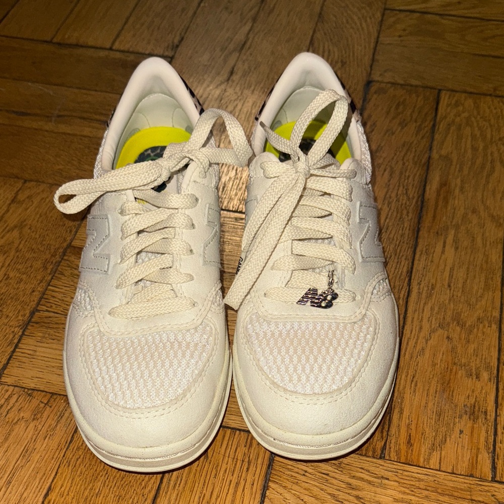 New Balance Cream Sneakers with Yellow Accent